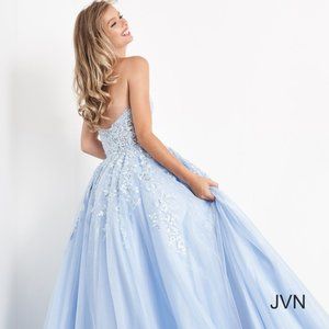 Strapless Embroidered Cinderella Ballgown